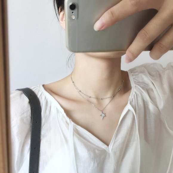 NEW 925 Sterling Silver Diamond Star Necklace G - Picture 3 of 13